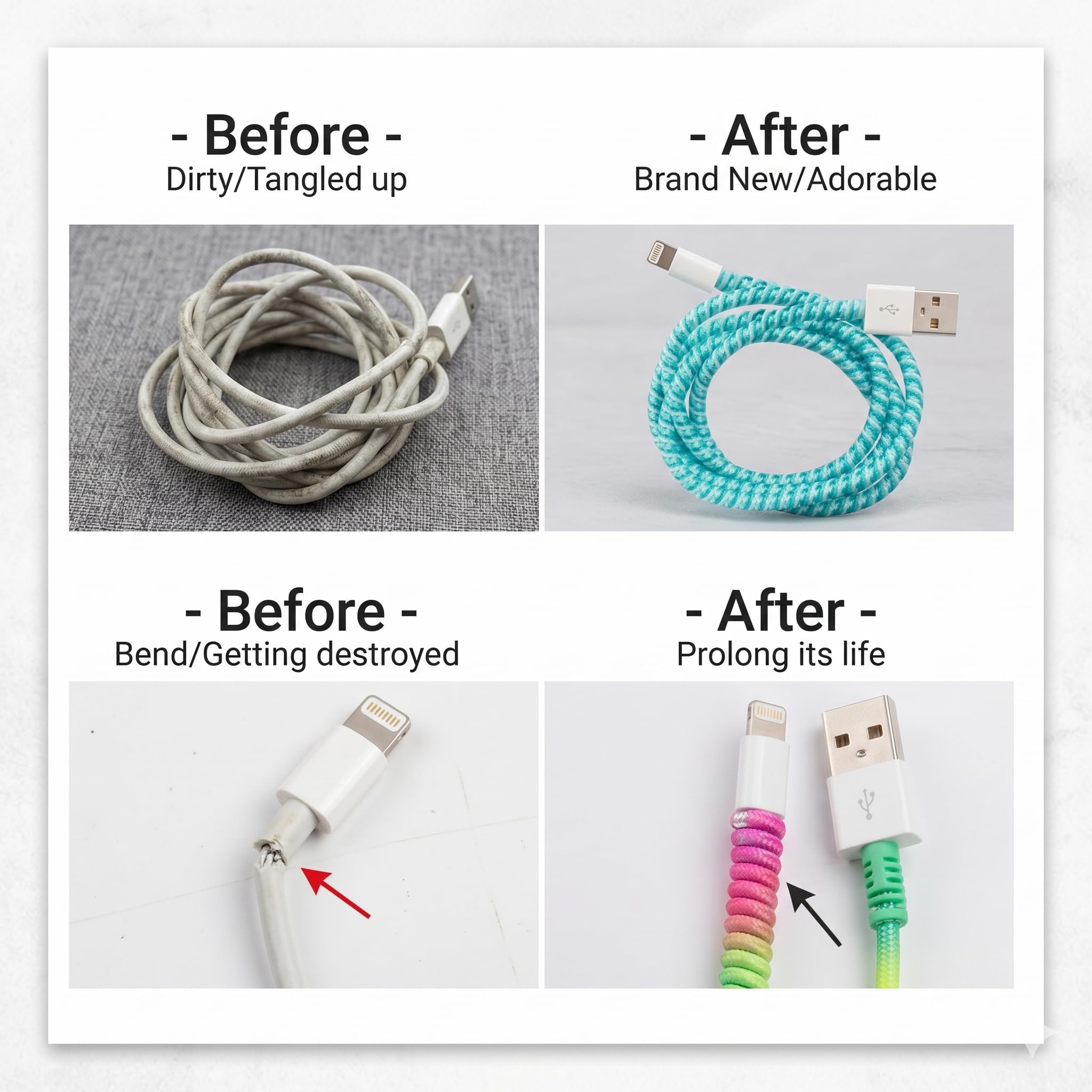 On Blow Spiral Cable Protector (3 Pcs), 2 Meters Each – Universal DIY Cord Saver & Wire Winder for iPhone, Android, USB-C Charging Cables, Earphones & Laptop Power Bricks – Multicolor 2