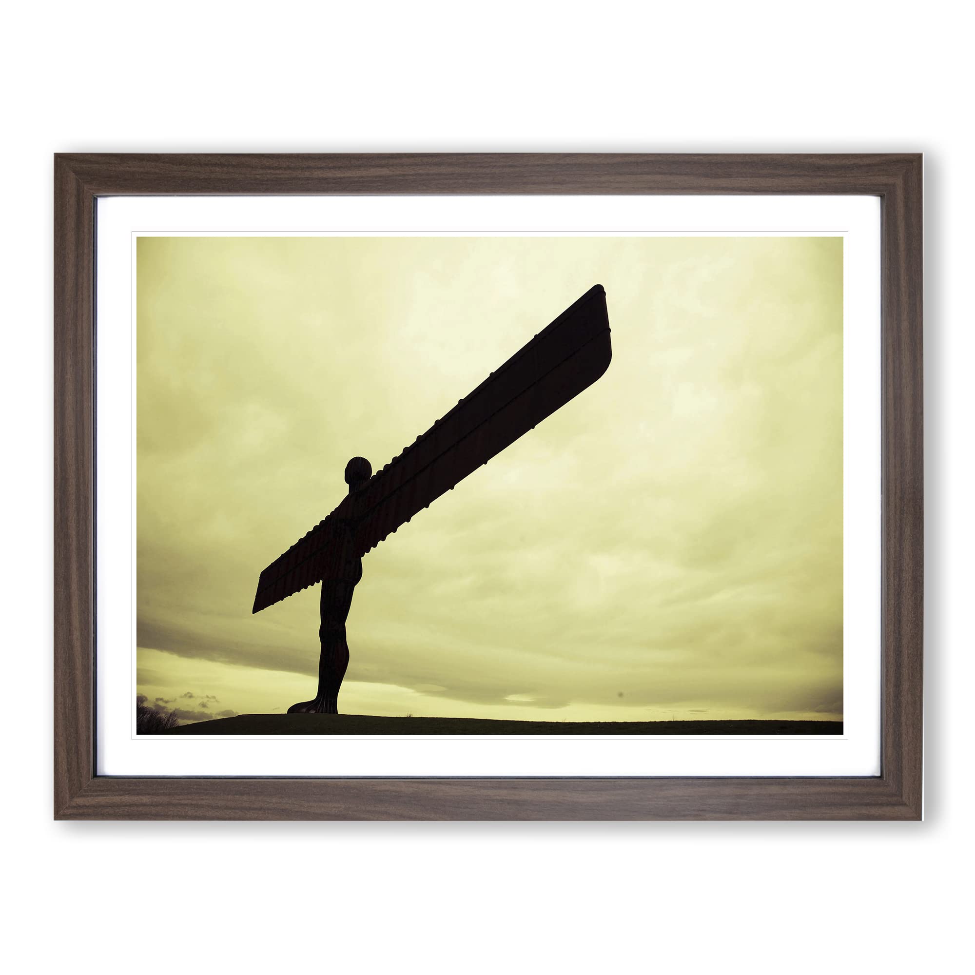 Angel of the North Newcastle Modern Framed Wall Art Print, Ready to Hang Picture for Living Room Bedroom Home Office Décor