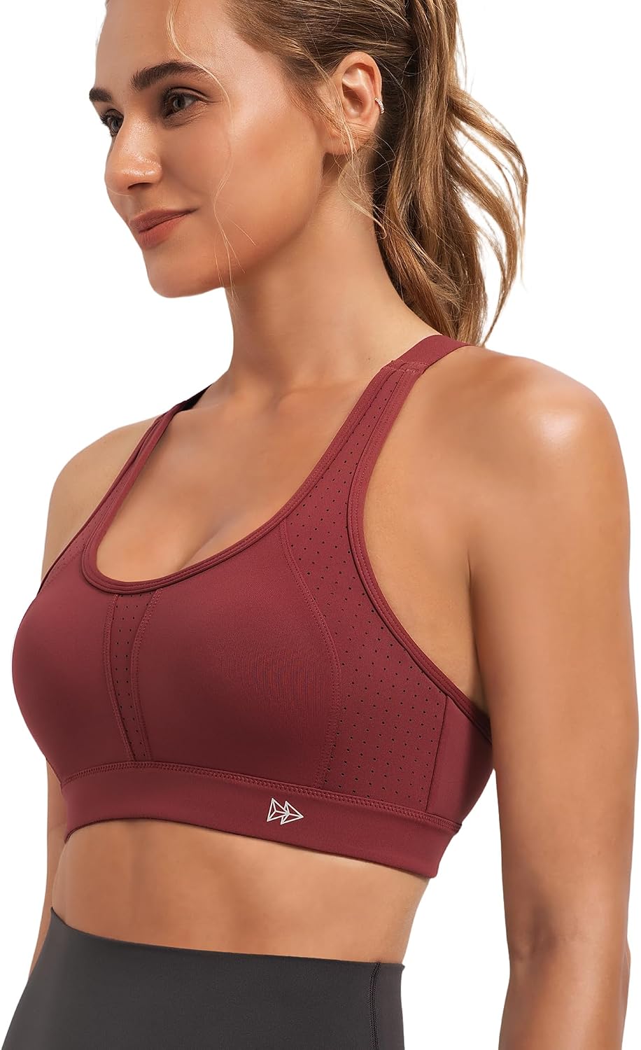 Yvette Supportive Sports Bra Adjustable Straps Plus Size Workout Running High Impact Sports Bras for Women Sewn in Pads