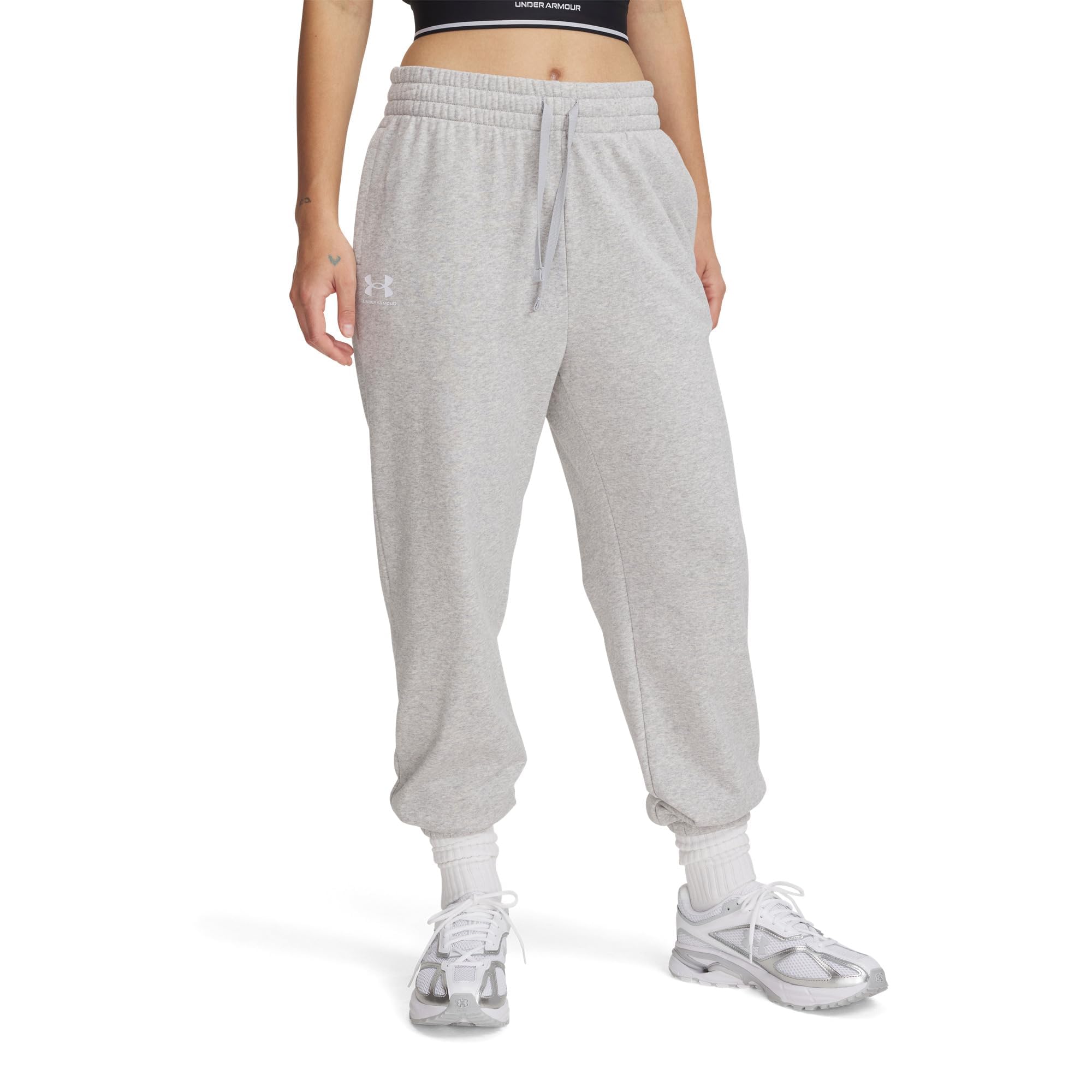 Under Armour Womens Rival Terry Joggers, (011) Mod Gray Light Heather / / White, X-Large Short
