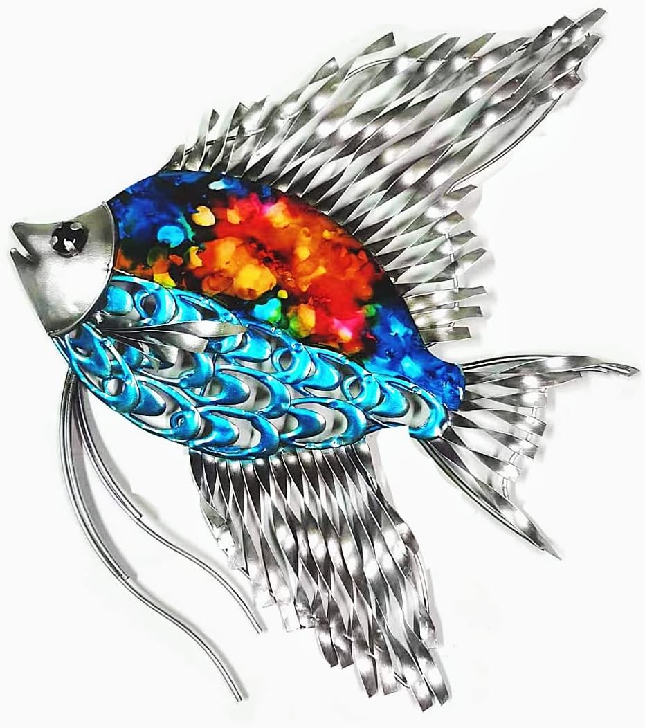 Widdop & Co Colourful Metal Hummingbird Wall Art - Indoor/Outdoor Decor, Approx. 37cm H