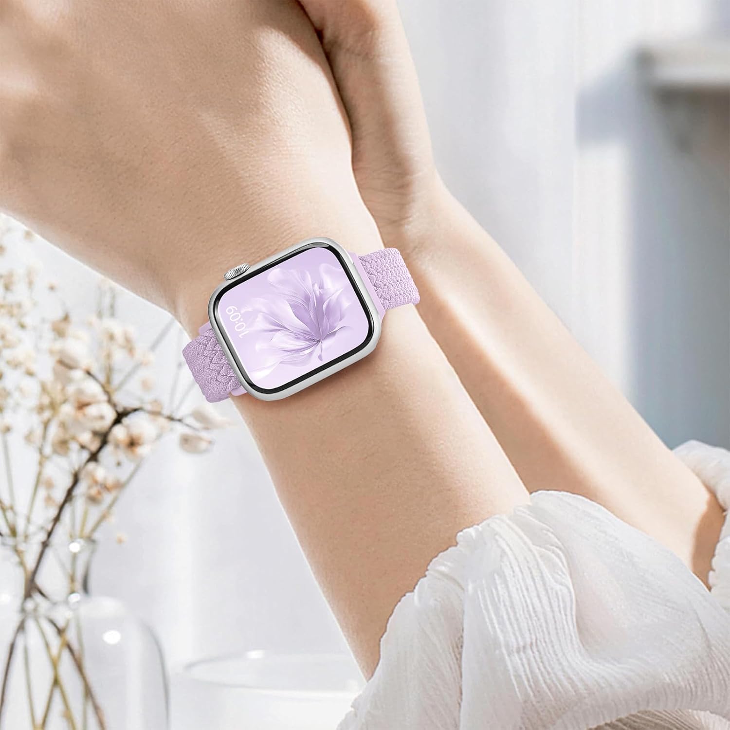 5 Pack Slim Braided Stretchy Bands Compatible with Apple Watch Band 40mm 41mm 42mm 38mm 44mm 45mm 46mm 49mm Women Men, Thin Elastic Nylon Solo Loop Straps for iWatch Series 10 9 8 7 6 5 4 3 11 SE 2/1 - Image 5