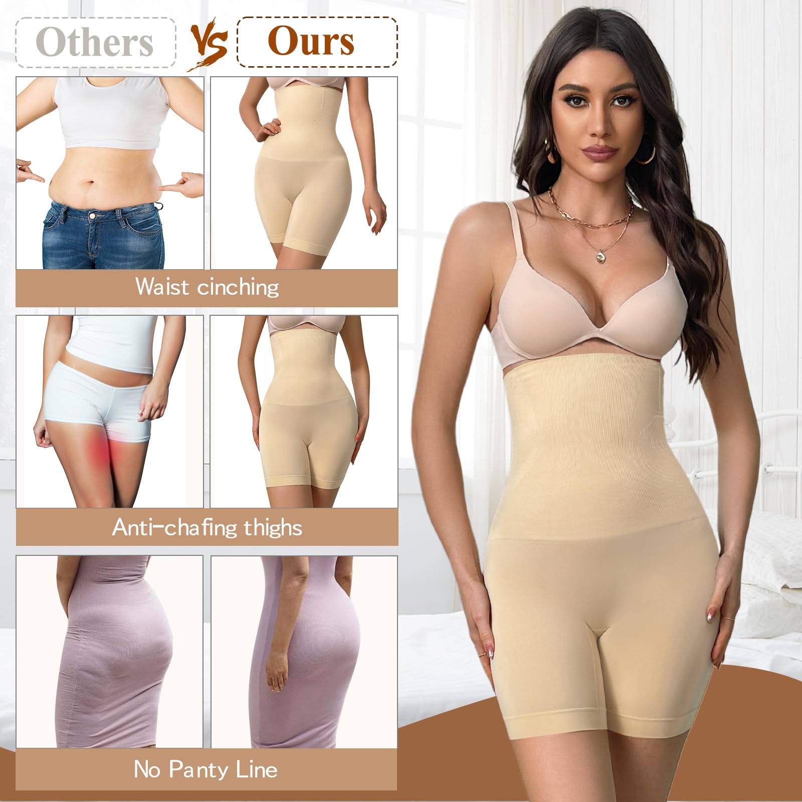Niwicee Shapewear damskie majtki wyszczuplające brzuch w połowie talii, modelujące figurę, majtki gorsetowe, bielizna wyszczuplająca brzuch, bielizna wyszczuplająca