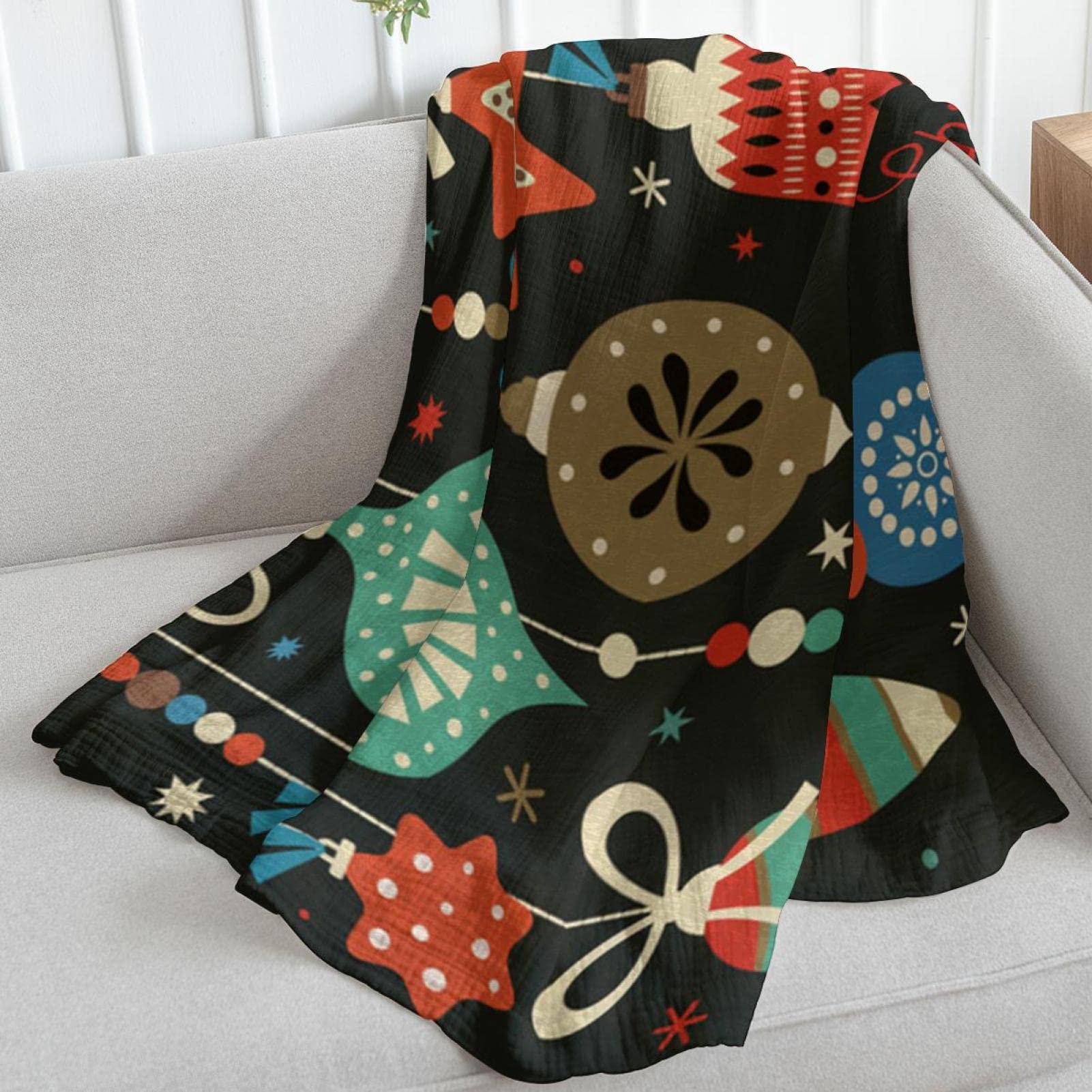 Coperta decorativa in pile con sfondo natalizio per divano, divano o letto