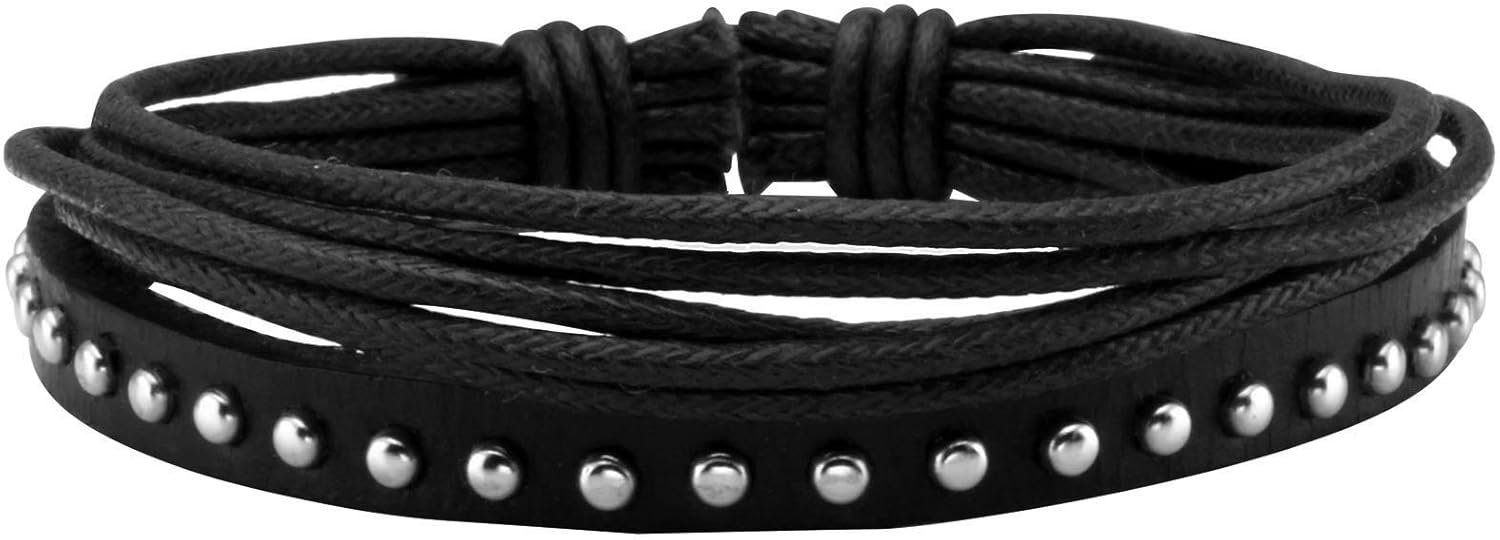 Eigso 12Pcs Braided Leather Bracelets Set for Men Women Hemp Cords Wooden Beads Adjustable Wrap Bracelets - Image 4