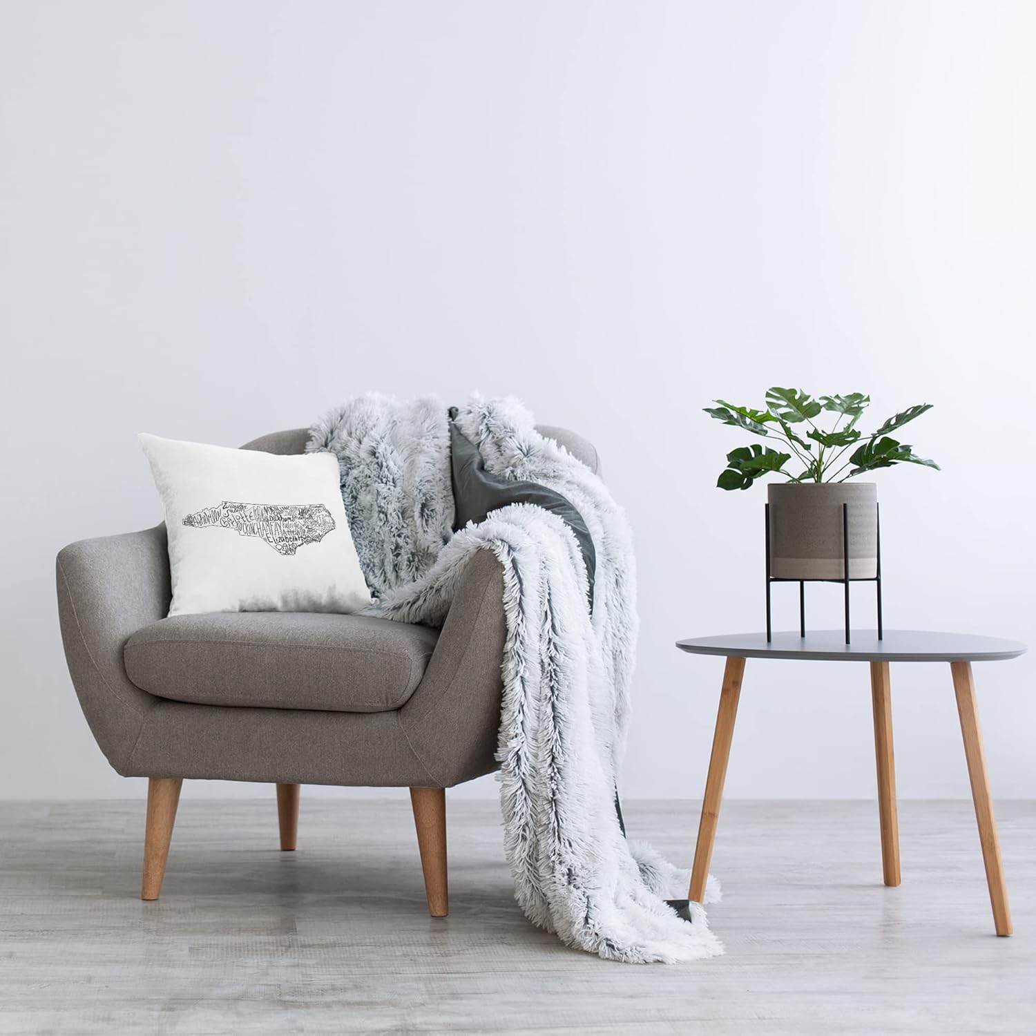 Stupell Industries North Carolina State Typography City Names Design by Saturday Evening Post Throw Pillow, 18 x 18, Black