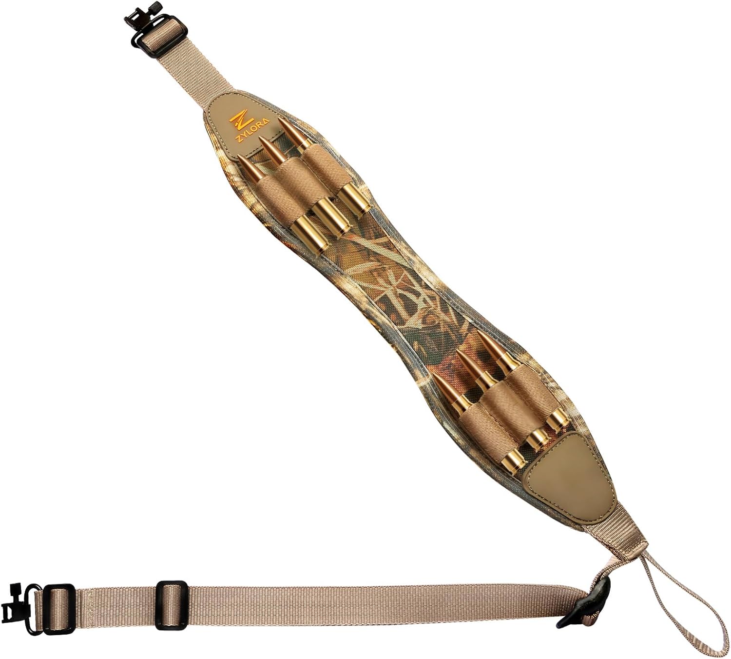 ZYLORA Rifle Sling with Shell Holders, Gun Sling with Swivels and Ammo Holder, Adjustable Rifle Sling with Thumb Loop, Rifle Accessories for Hunting and Shooting