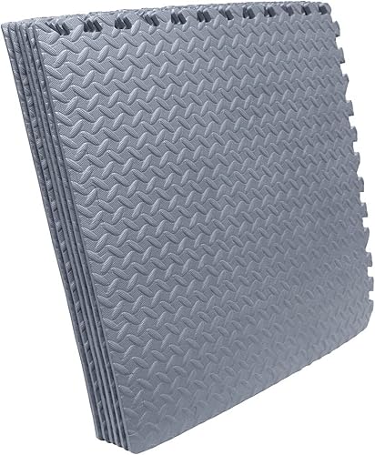 Vista 98 de HTTMT - Alfombra blanca 4 x (16 pies cuadrados) para gimnasio, 24 x 24 pulgadas, espuma EVA, ejercicio entrelazado, rompecabezas de fitness, tapete