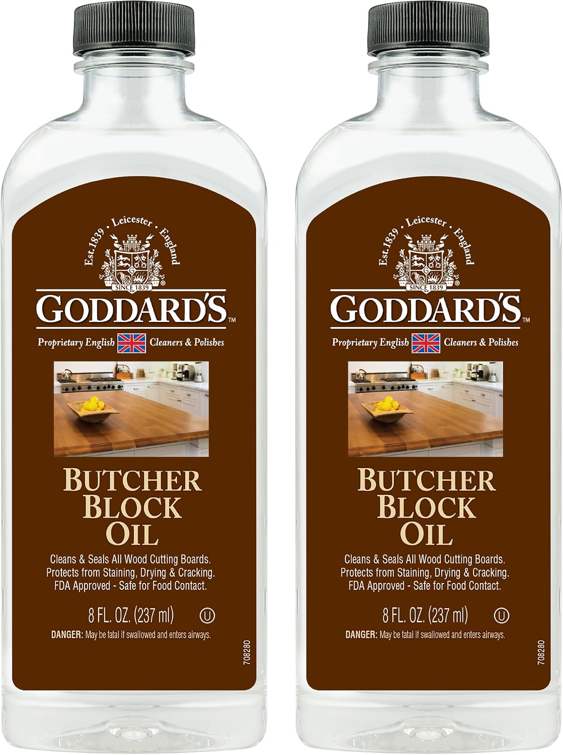 Goddard's Butcher Block Oil - Food Grade Mineral Oil for Wood Cutting Board, Clean & Hydrate Wooden Kitchen Utensils, 8 ounces