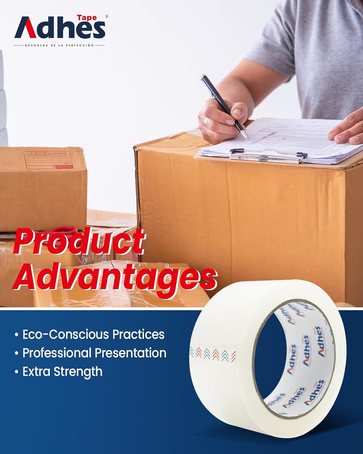 ADHES Packaging Tape 2.7MIL Heavy Duty Packing Tape Mailing Tape, 6 Rolls image 5