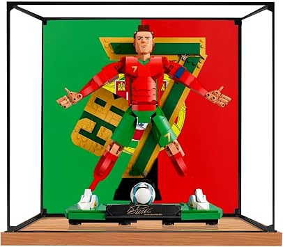 Acrylic Display Case for Lego 43016 World Cup Soccer Legends Kit Building Sets,Dustproof UV Protected Showcase Box,Home or Office Decor, Compatible with 43016Case Only Alloy Frame Wood