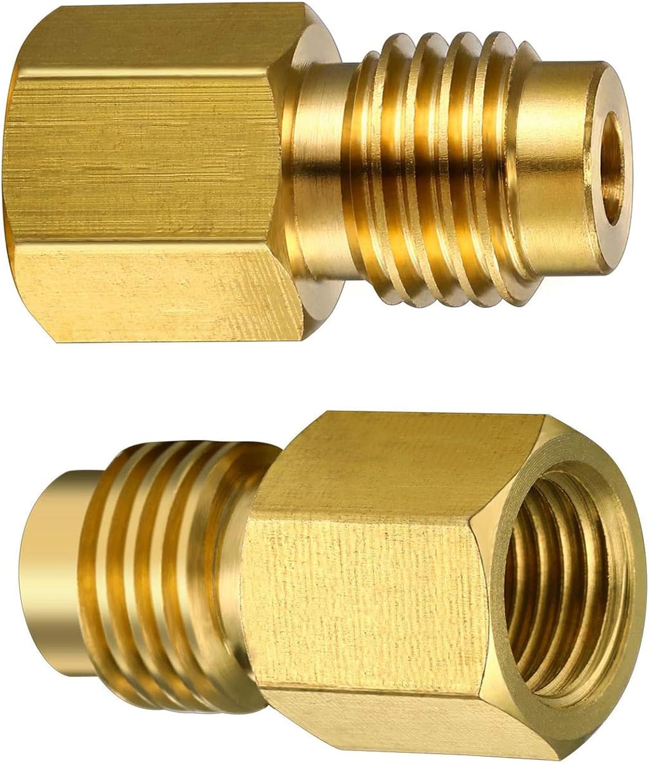 Mudder 8 Pcs 6015 R134A Brass Refrigerant Tank Adapter to R12 Fitting 1/2 Female to 1/4 Male Flare Valve Core and 6014 Vacuum Pump Adapter 1/4 Inch Flare Female to 1/2 Inch Male
