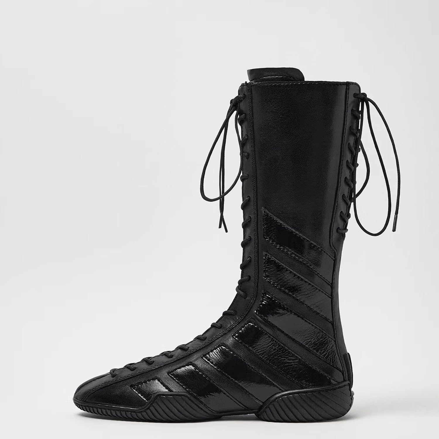 Womens Mid Calf Combat Boots Lace Up Vintage Flats Short Boots Strappy Sneakers Tall Boot