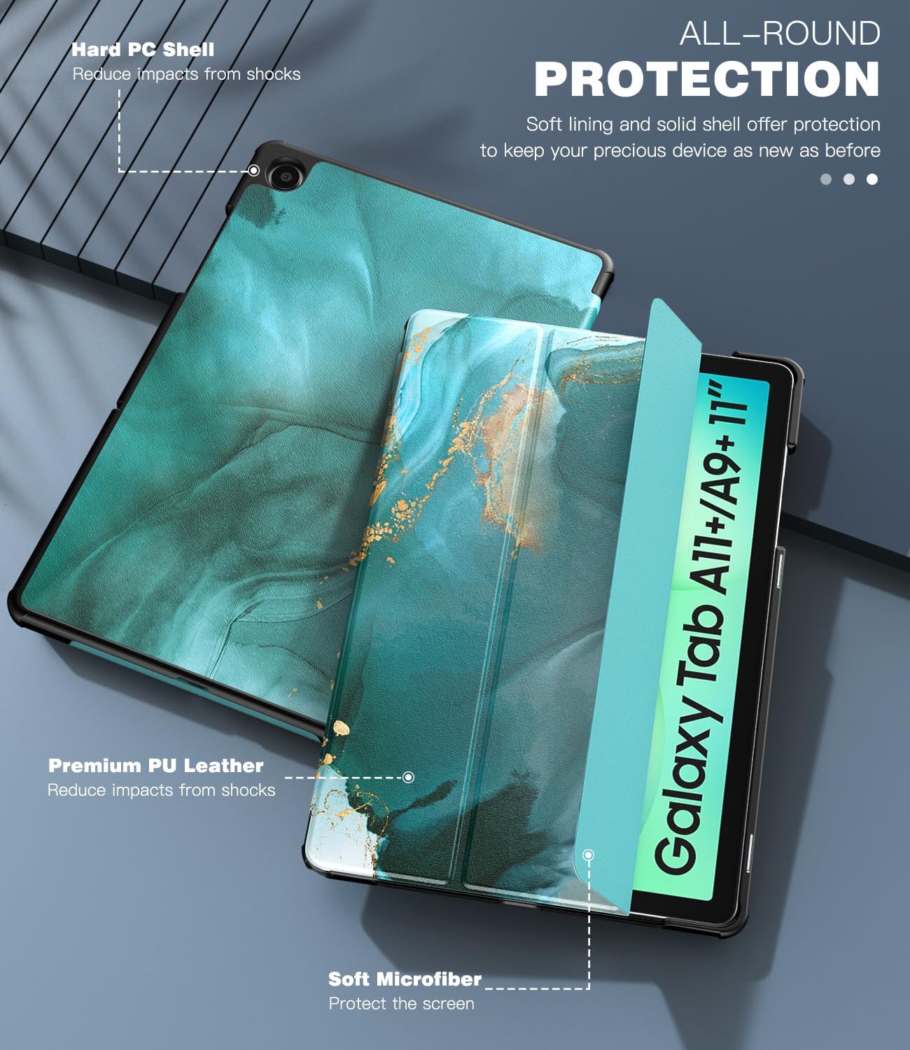 TiMOVO Case for Samsung Galaxy Tab A11+/A11 Plus 11" 2026,Cloud PeacockBlue image 5