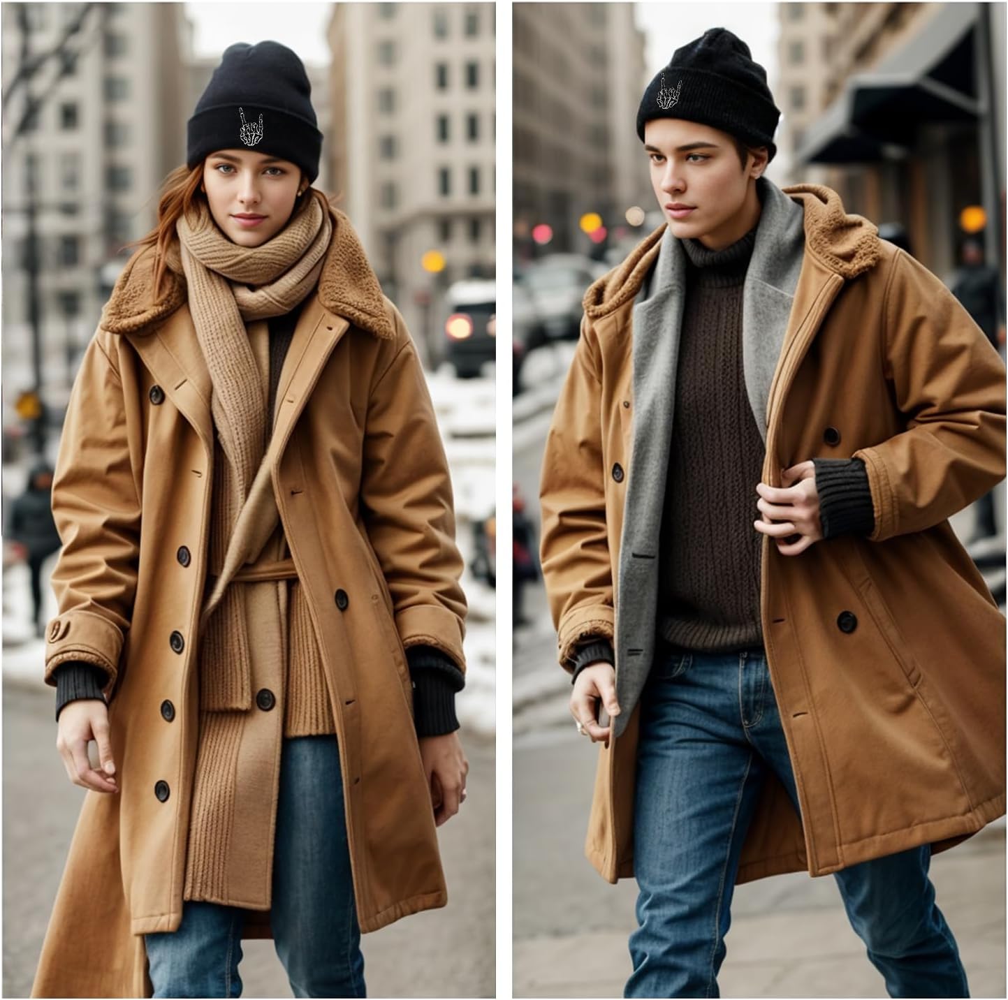 Skull Goth Knit Beanie Hats for Men and Women, Christmas Cool Emo Gothic Skeleton Gifts - Image 4