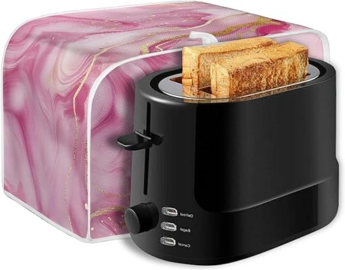 Vista 7 de Cubiertas para tostadora de mármol rosa con ranura ancha de 4 rebanadas, cubierta para máquina de pan, fundas para electrodomésticos de cocina, Rosa