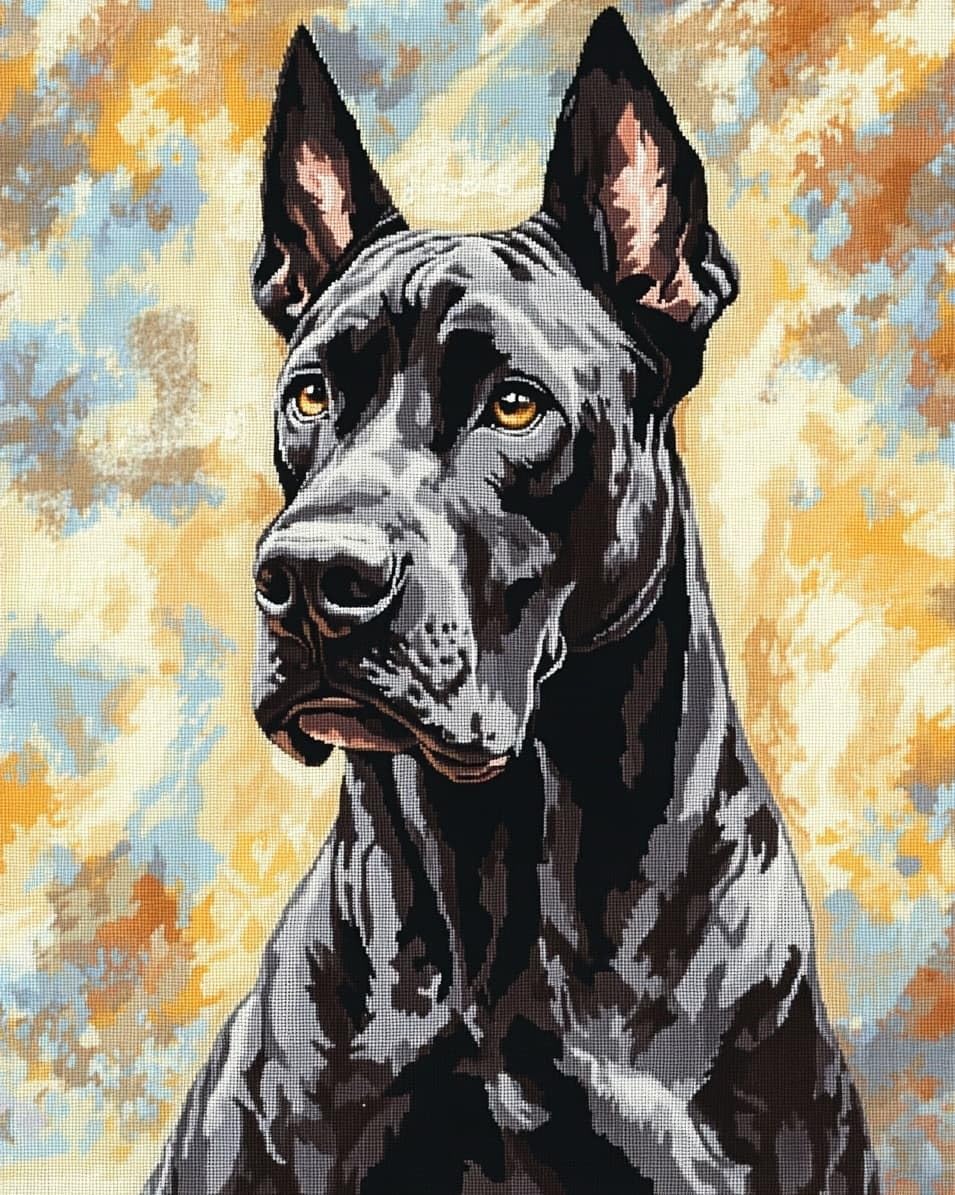 WallustrioaW Cross Stitch Kits,Great Dane,DIY Needlework Kits 11CT Stamped Cross Stitch for Beginners Adults Home Bedroom Decoration,16x20in
