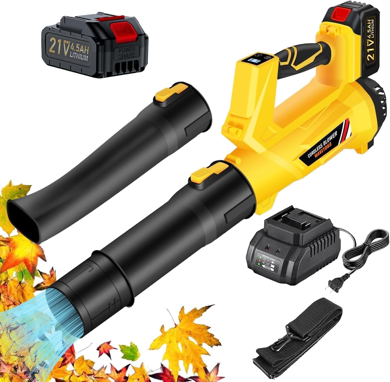 Cordless Leaf Blower with Battery and Charger, 540 CFM/170 MPH Electric Blower Cordless, 1 X 4.5Ah Lightweight Battery Operated Leaf Blower for Patio Cleaning Lawn Care Debris and Dust