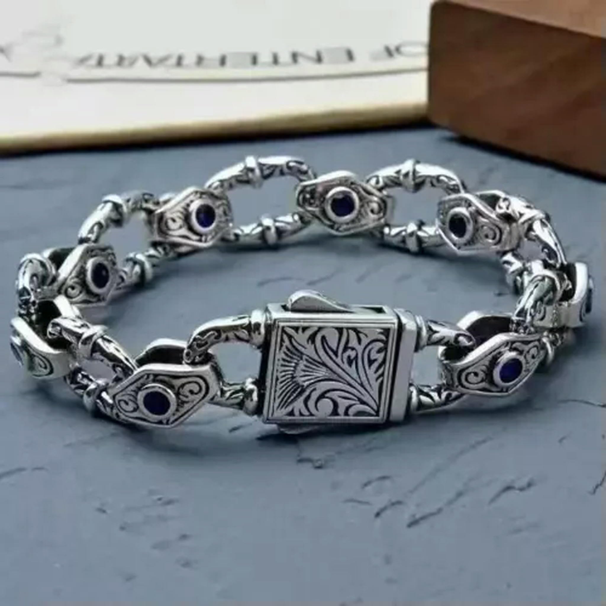 YDYDTTKD 925 Silber Armreif Kette Beliebte Armbänder Herren Geschenk-7,08 in (18 cm)