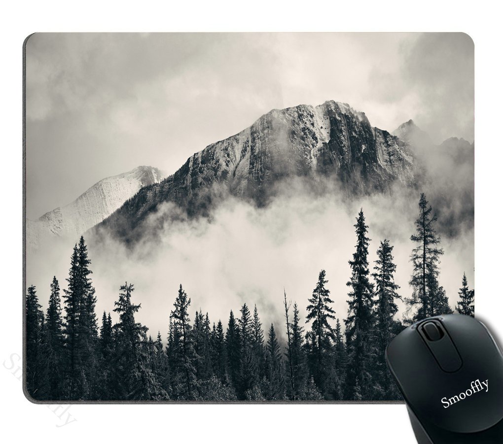 Smooffly National Parks Mouse pad Custom, Canadian Smokey Mountain Cliff Outdoor Idyllic Photo Art Personalized Mouse Pads