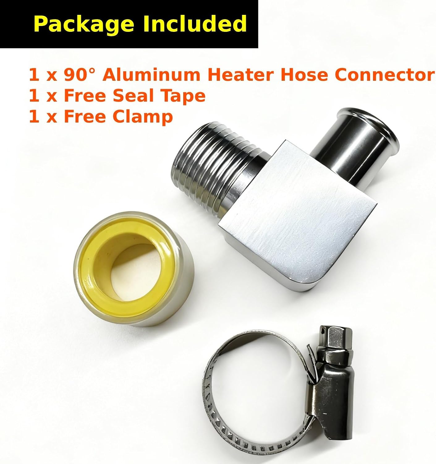 Aluminum Alloy Heater Hose Fitting Connector 90° Adapter 1/2" NPT to 5/8" Hose Barb, For Most GM Pumps Or Intake Manifolds for SBC Engines 283 305 307 327 350 400, for Ford Mustang