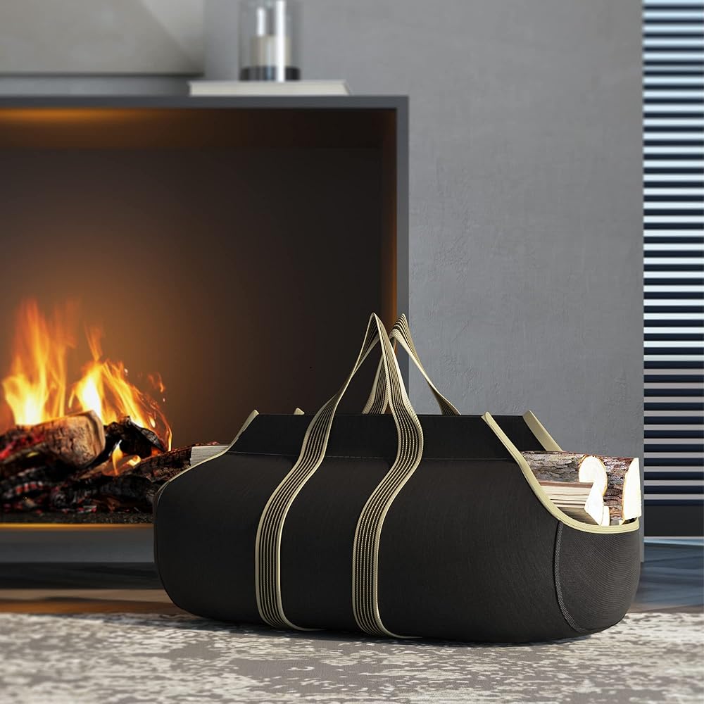 Waxed Canvas Firewood Bag Carrier Fireplace Stove ... U2013 Grandado