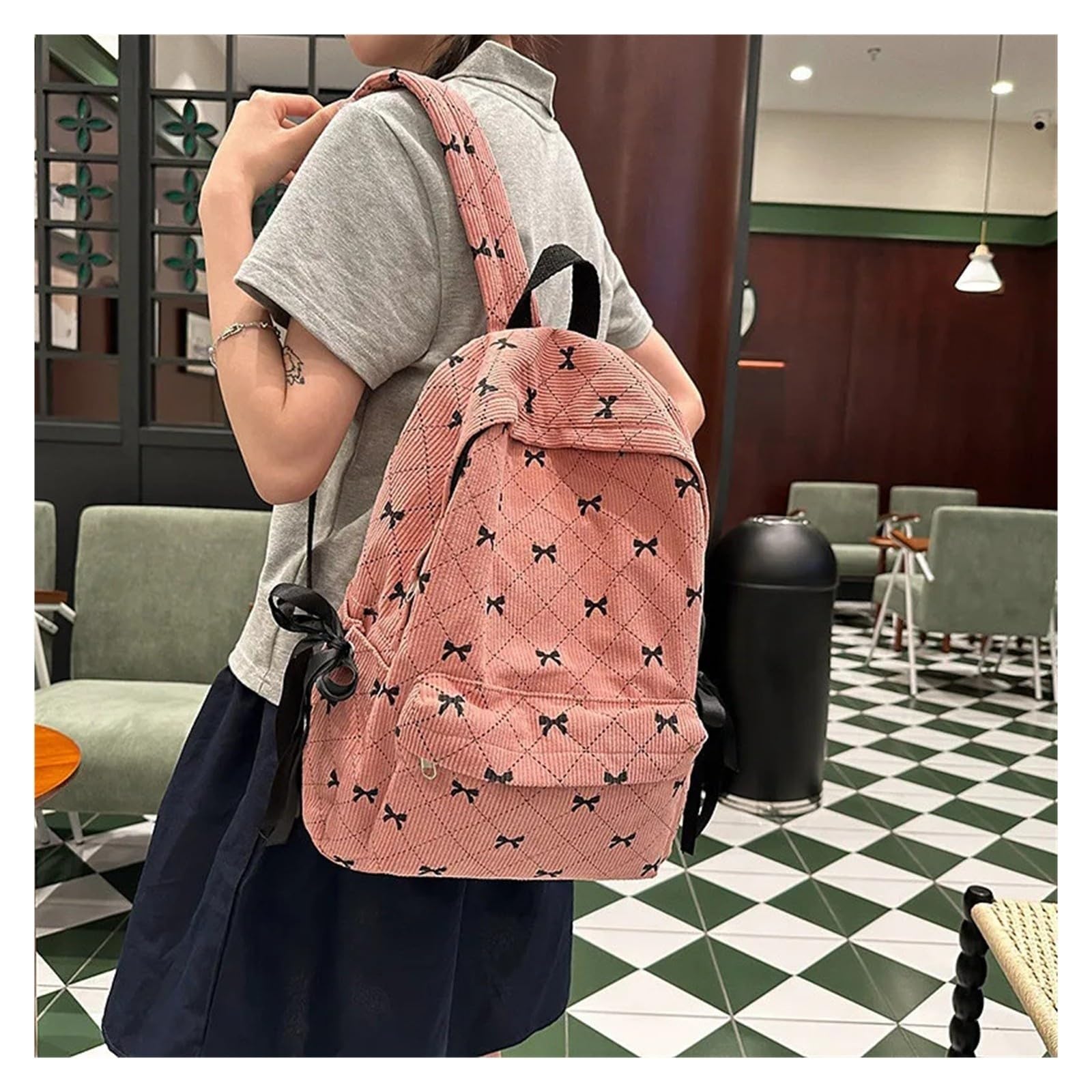 Bestickter Baumwollrucksack, lässige Schultasche