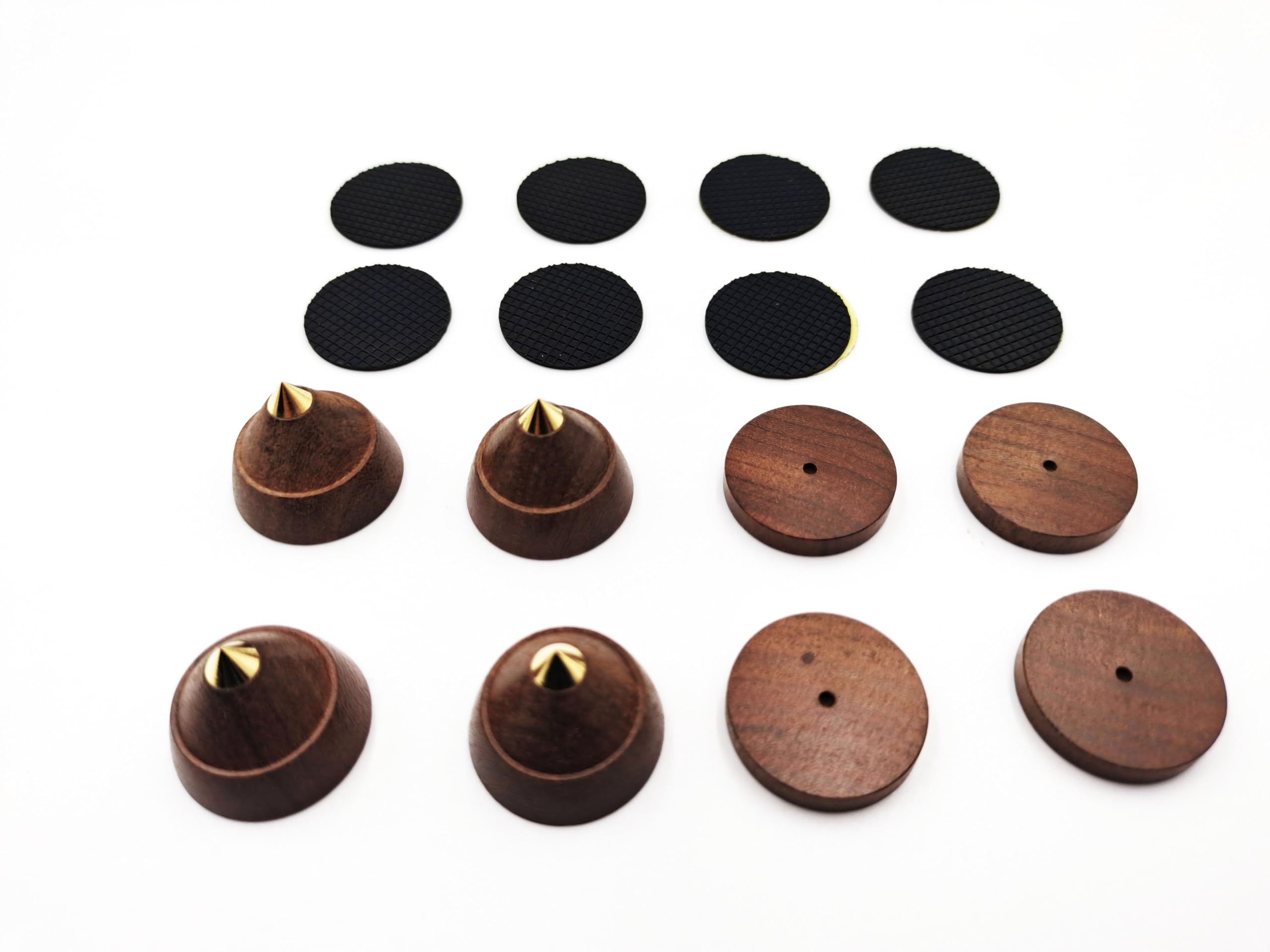 Rosewood sandalwood speakers spike, Hi-End CD Audio Subwoofer Amplifier Phono Isolation Stand Feet Isolator Base Pads Shockproof Mats with Double-Sided Adhesive 4Sets