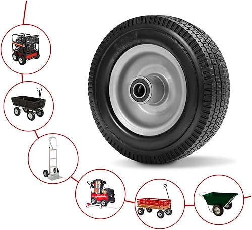 Miniatura 6 de LTNICER Neumáticos y ruedas de poliuretano sólido de 10 pulgadas, paquete de 2 neumáticos 4.103.50-4, ruedas de repuesto sin cámara planas para