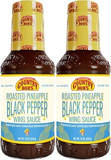 Roasted Pineapple & Black Pepper Wing Sauce - Sweet & Peppery, Made with Premium Ingredients, Ideal for Wings, 18oz (Pack of 2)
