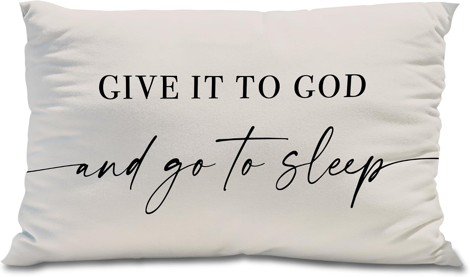 Knibeo Give It to God and Go to Sleep, Decorative Pillows Cover for Bed, Throw Pillows Cover for Bed, 12x20 Inch Pillow Case, Decorative Bed Pillows Cover for Bedroom(12x20, Cream-Coloured)