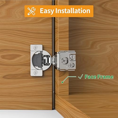 Miniatura 8 de Paquete de 20 bisagras ocultas de cierre suave 3D superpuestas de 1 pulgada para puerta de marco facial, bisagras de cierre automático suaves y