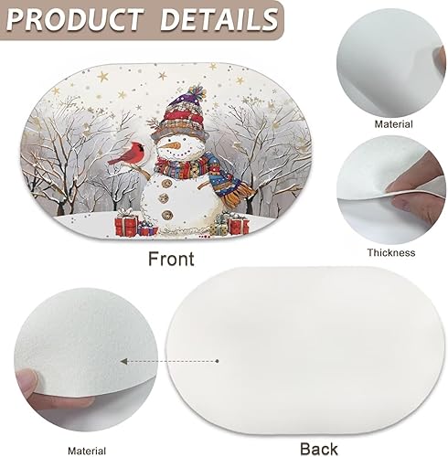 Miniatura 34 de Heat Resistant Placemats Oval Placemats Set of 6 Leather Washable and Wipeable Non Slip Place Mats, Waterproof Modern Dining Table Mats, Oval Floral