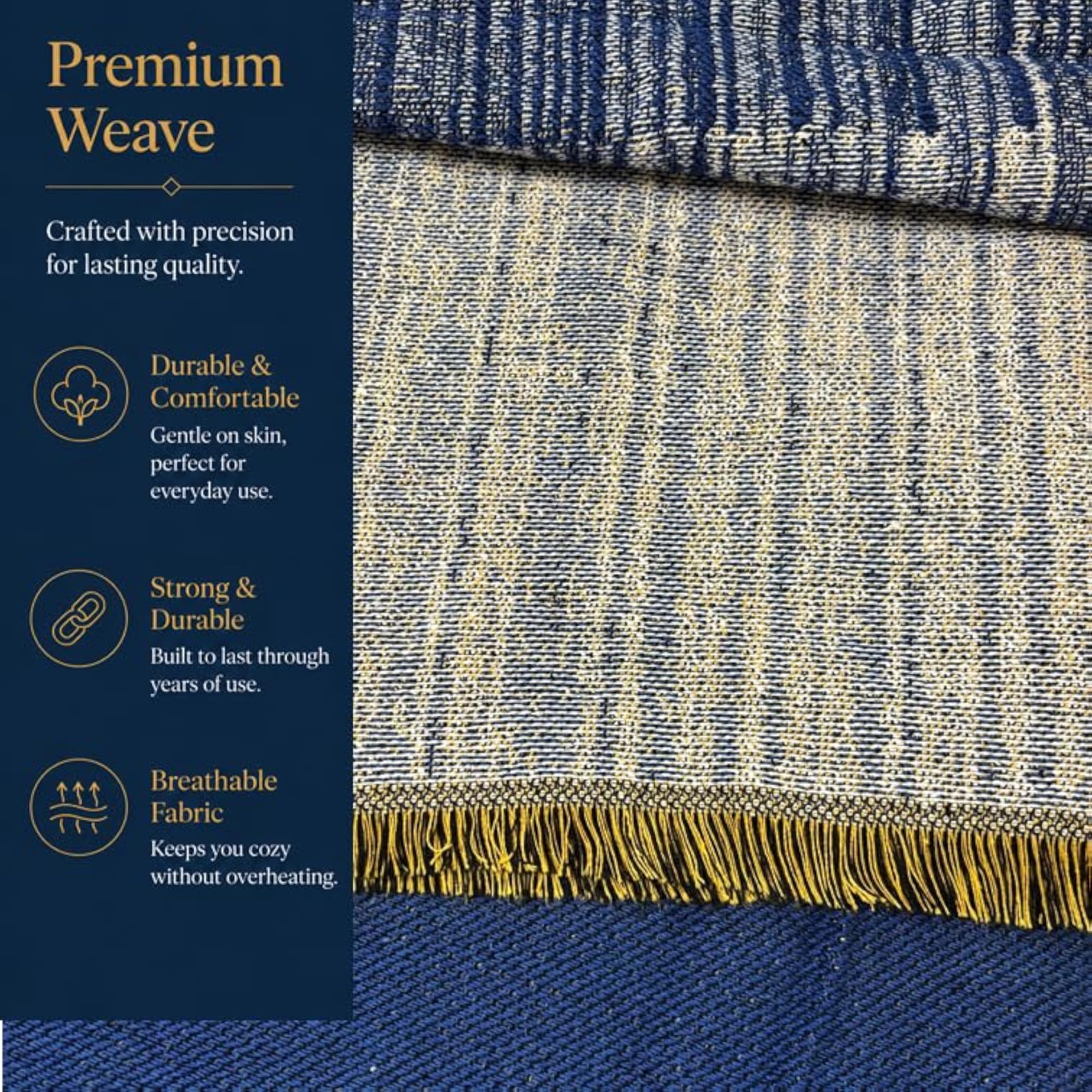 Solapur Cotton Premium Blanket, Modern Blue Horizon Design