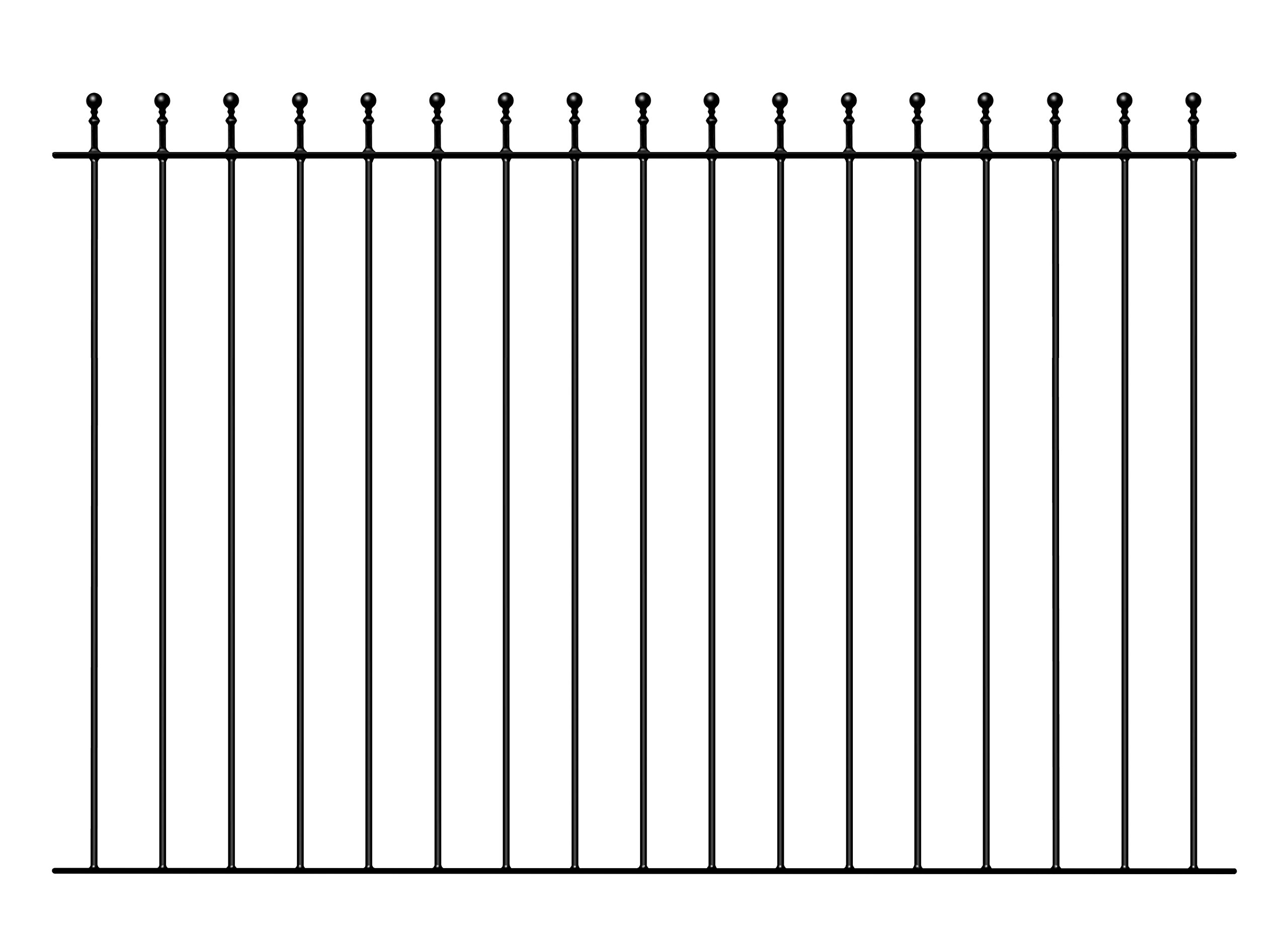 Manor Ball Top Garden Fencing Panel 1830mm (6ft) GAP x 1220mm High wrought iron metal fence railing MA02