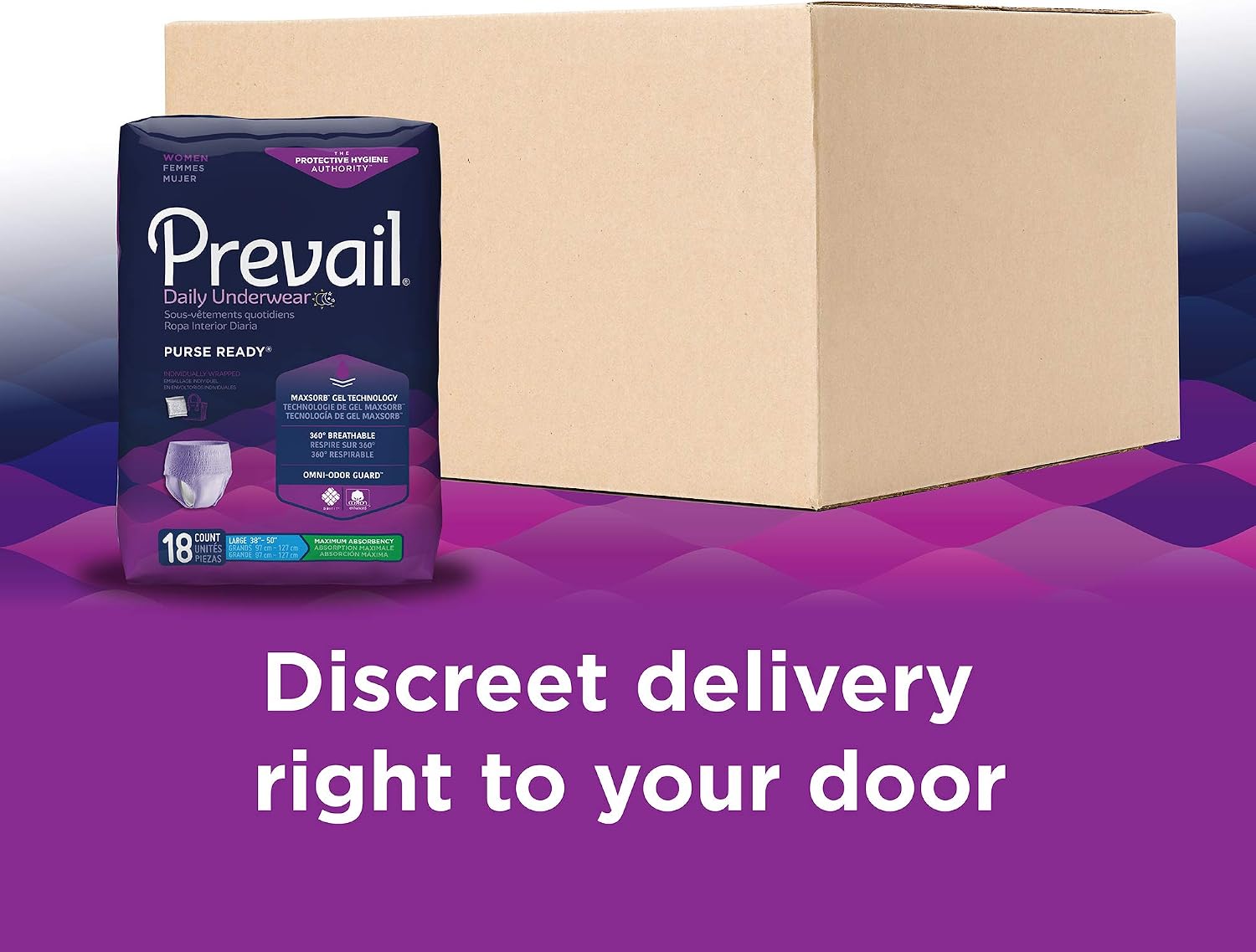 Prevail Protective Underwear for Women, Maximum Absorbency, Large, 54 Count