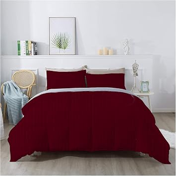 Luxurious 1 Piece Comforter Super King Plus Size (120 x 120) Inch 100% Egyptian Cotton 800 Thread Count 400 GSM Luxury Soft Quality Comforter - Burgundy Stripe