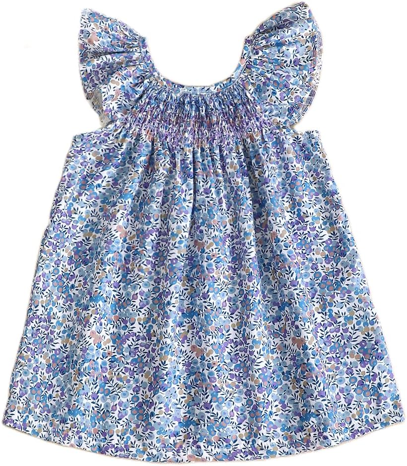 Summer Outfit Toddler Baby Girl Floral Dress Ruffle Sleeveless Dresses Tunic Dress Summer Sundress Girls Casual Dress