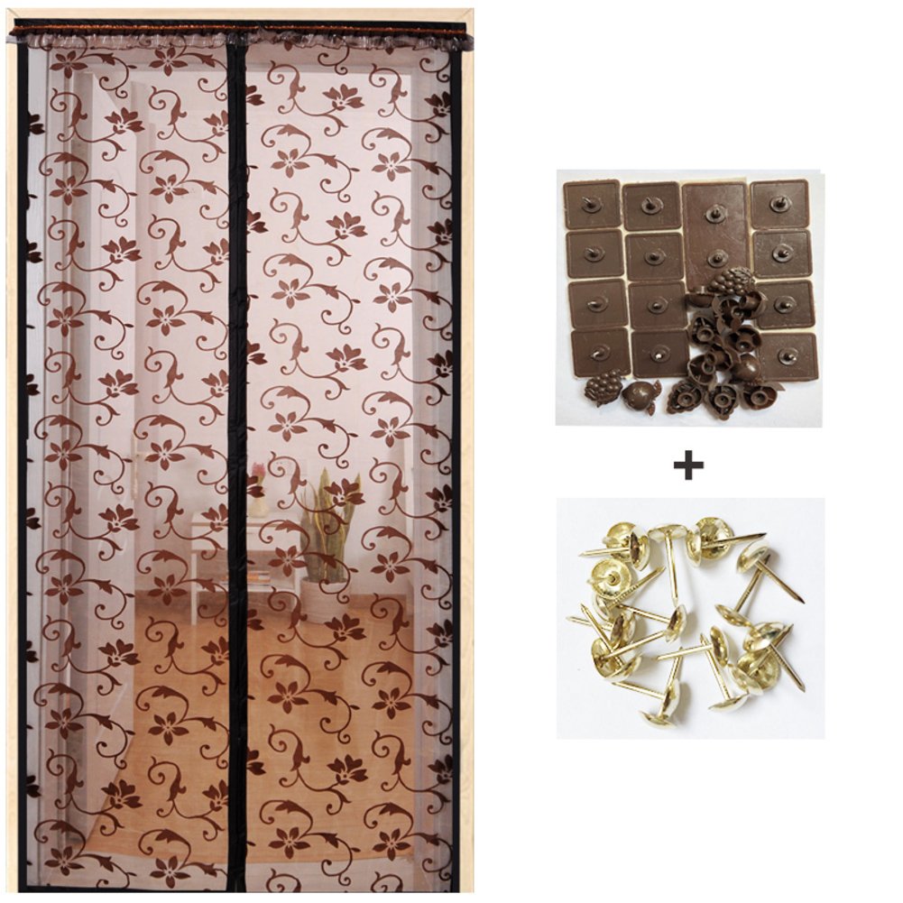 Full frame velcro summer window screens,Magnetic screen door encryption screen door mesh home bedroom snap shut automatically screen door-G 80x210cm(31x83inch)