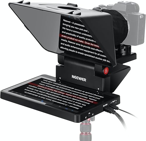 NEEWER Teleprompter 2 en 1 de 11 pulgadas con monitor para Windows MacOS, compatible con duplicación de pantalla, indicador portátil para cámara,