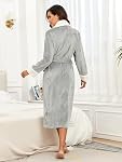RONGTAI Plush Peigne de bain polaire pour femmes, Robe longue avec deux poches latérales et ceinture, Chaud et Cozy Sleepwear