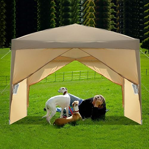 Toldo desplegable de 10 x 10 pies para fiestas al aire libre con 4 paredes laterales, plegable, impermeable, para playa, camping, tienda de campaña