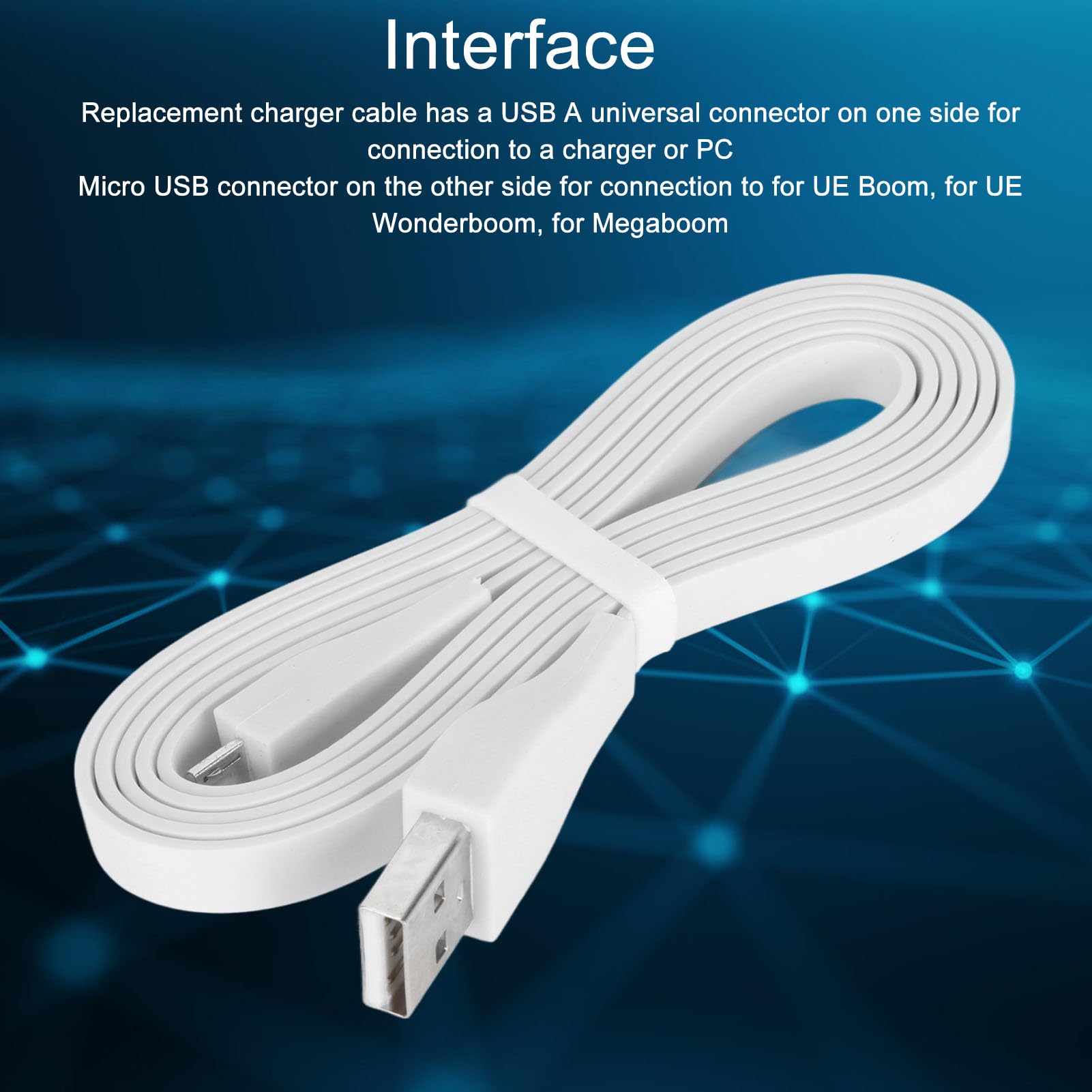 Kabel do ładowania USB Kompatybilny z UE, Boom, Megaboom, Mega Boom 3,9 Stopy, USB A do Micro USB, do ładowania Głośników (WHITE)
