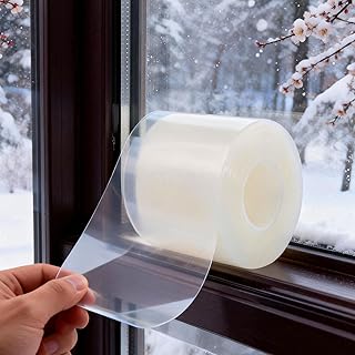 Window Sealing Tape Weather Stripping 3 Inch x 35 Yards Clear Window Insulation Draft Isolation Sealing Film Tape for Shower Glass Gaps Seal Windproof, Residue Free (3 Inch x 35 Yards)