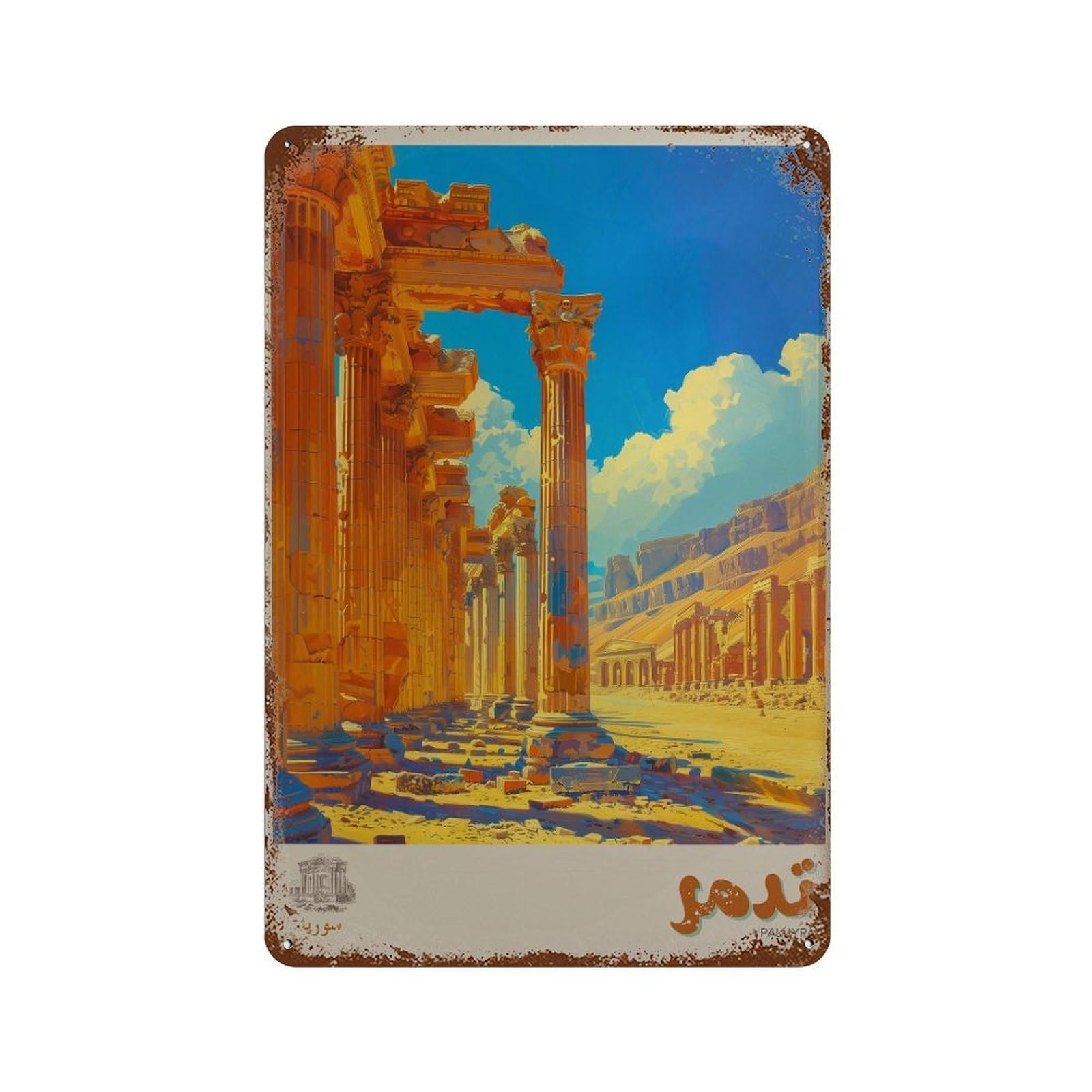 xiaoxiaoshen Palmyra Syria Travel Ancient Temple in Arabic Wall Decor Art Metal Tin Poster Modern Home Decor Art Home Bar Shop Decorations Vintage Sign 30x20cm