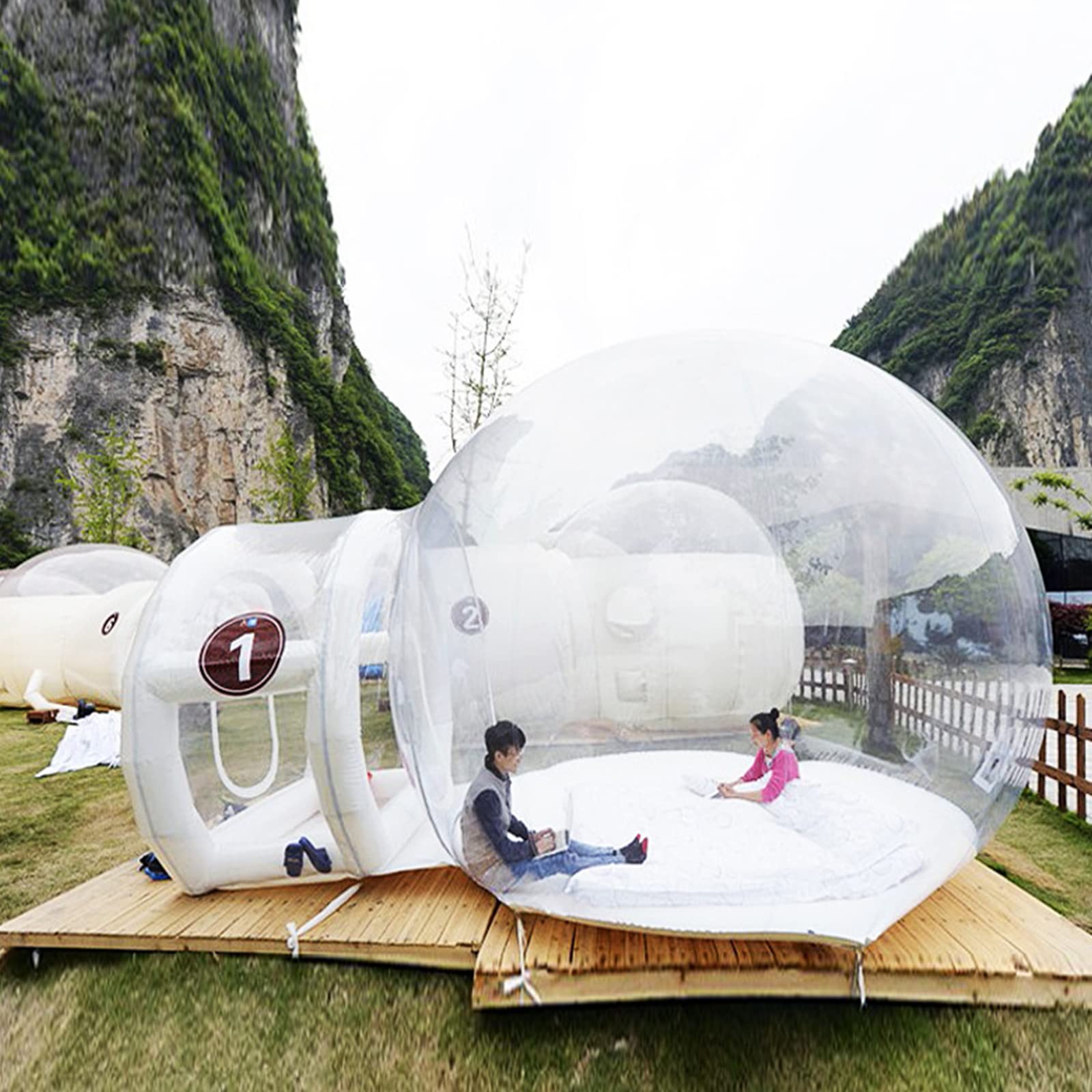 asdchZen Transparent Inflatable Bubble Tent, Outdoor Inflatable PVC Bubble Tent With Tunnel Blower And Repair Kit Multiple Sizes