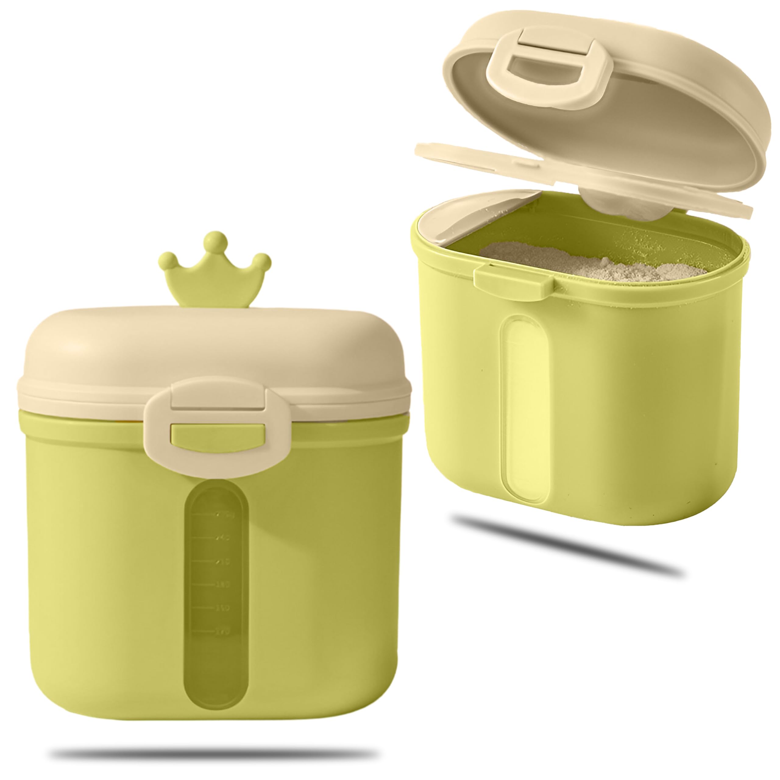 Bembika Milk Powder Storage Container with Scoop and Leveller First Feed Box for Kids Travel Friendly Multi - Functional Meal Box - Green (360 g)-image-45