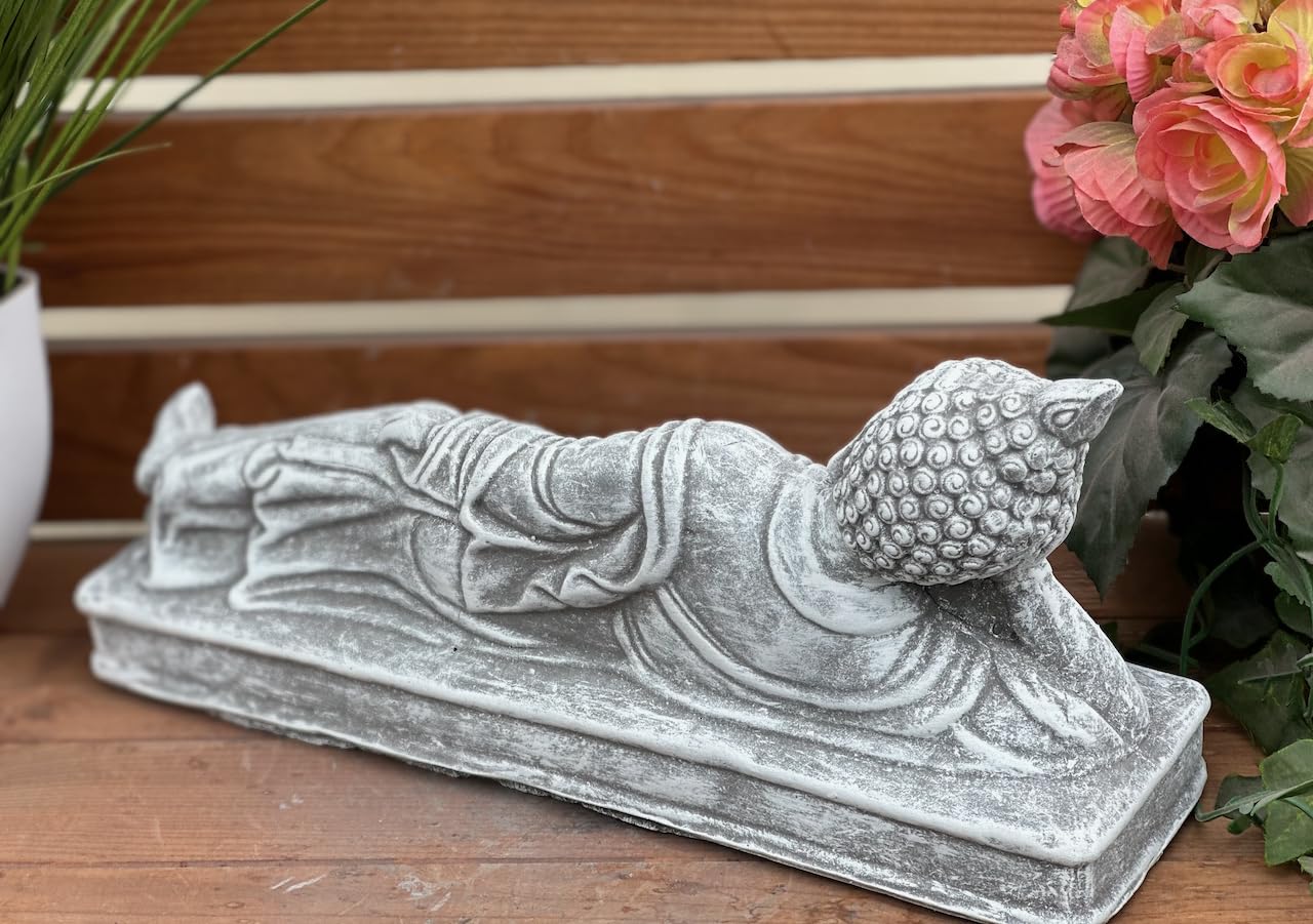 stoneandstyle Figura in pietra Shiva sdraiata, resistente al gelo, larghezza circa 33 cm