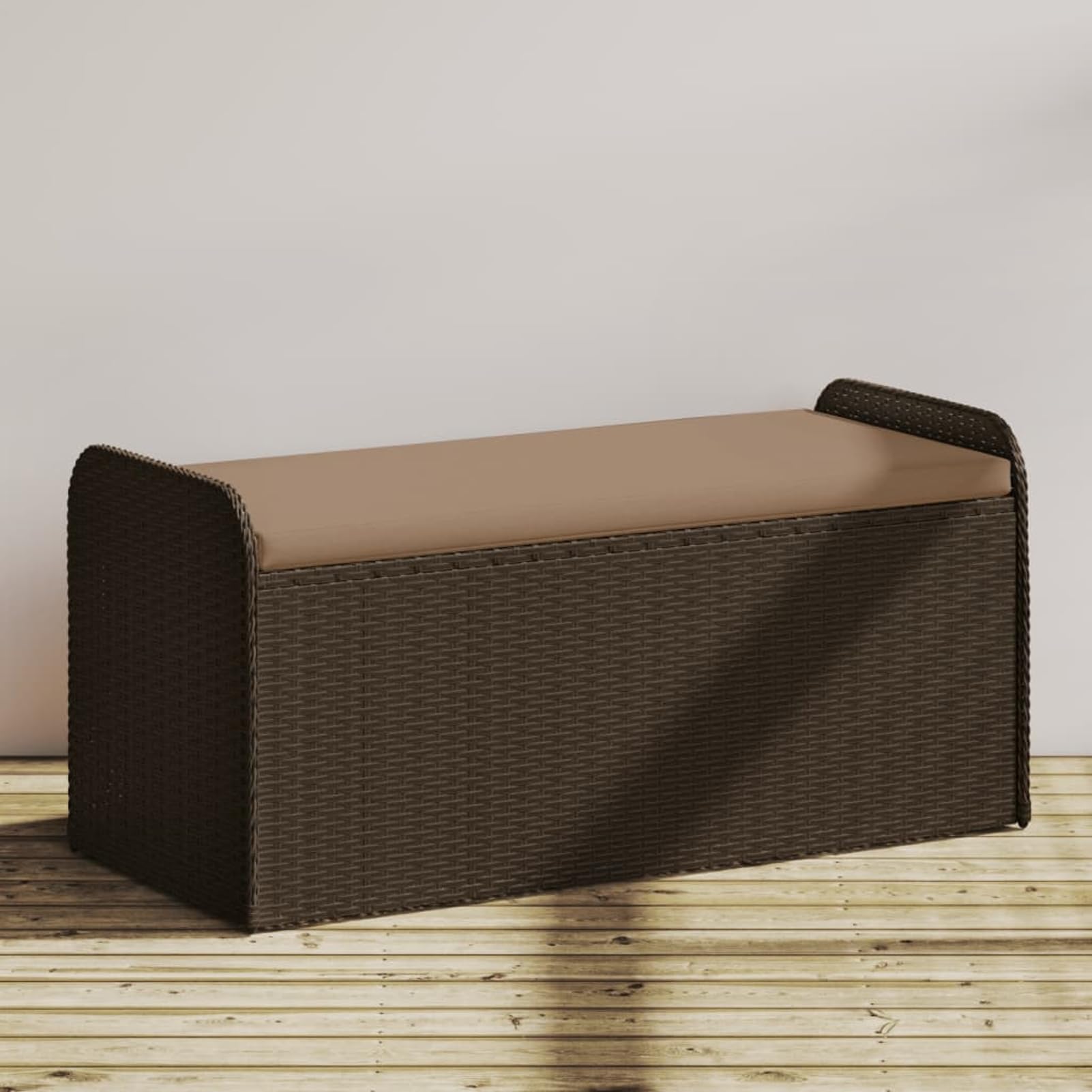 Gecheer Panca con Spazio Contenitore, 115x51x52 cm in Polyrattan, con Cuscini e Custodia Resistente all'Acqua, per Arredo Esterno e Giardino