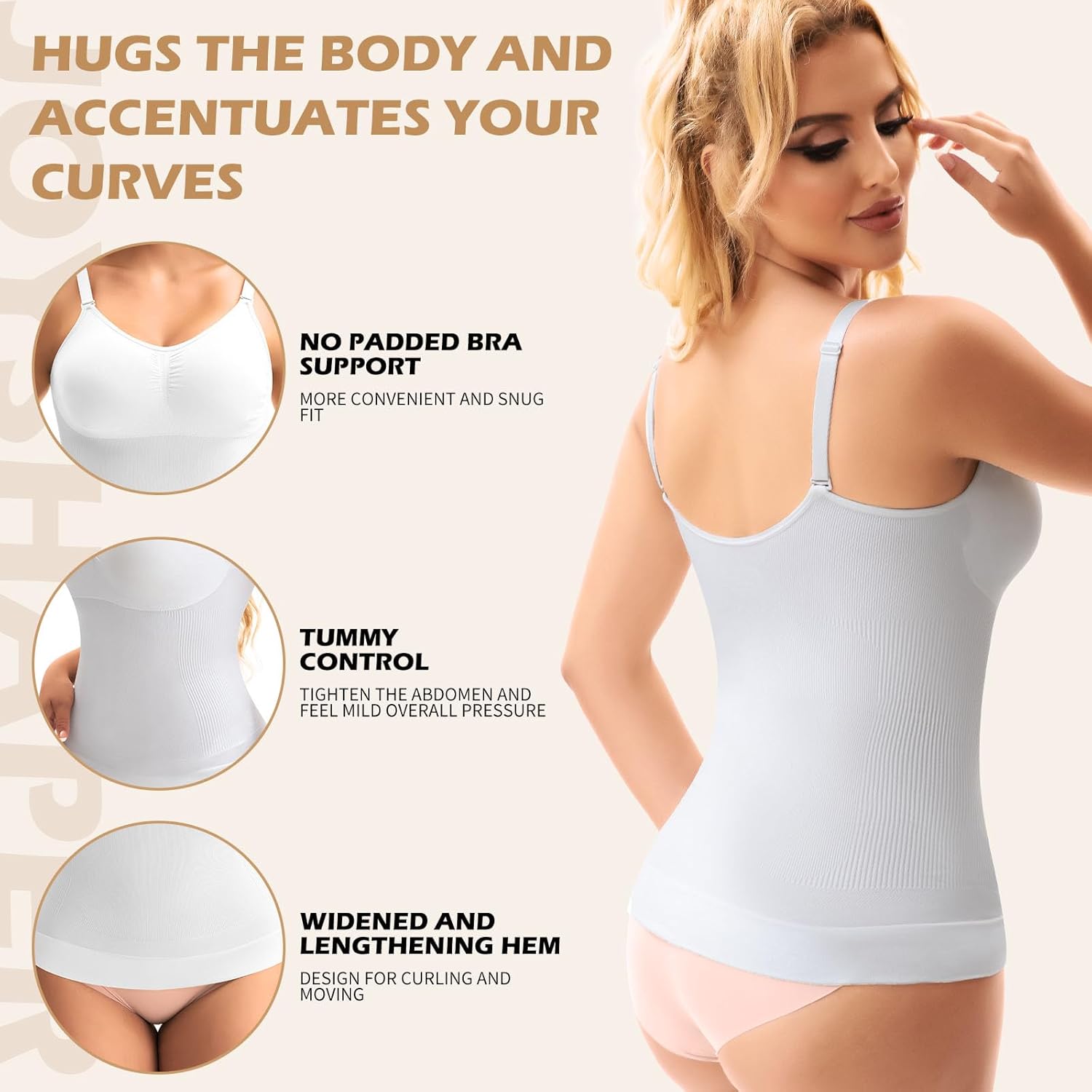 JOYSHAPER Shapewear for Women Tank Tops Tummy Control Shapewear Camisole V-Neck Cami Shaper Compression Tanks - Image 2